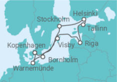 Reiseroute der Kreuzfahrt  Deutschland, Dänemark, Schweden, Lettland, Estland, Finnland - MSC Cruises