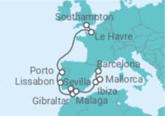 Reiseroute der Kreuzfahrt  Frankreich, Portugal, Gibraltar, Spanien - NCL Norwegian Cruise Line