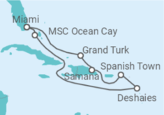 Reiseroute der Kreuzfahrt  Diamond Beaches and Sparkling Private Idylls - Explora Journeys