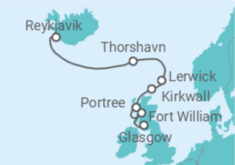 Reiseroute der Kreuzfahrt  Scottish Highlands & Icelandic Geysers - Explora Journeys