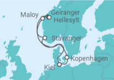 Reiseroute der Kreuzfahrt  Dänemark, Norwegen - Costa Kreuzfahrten