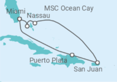 Reiseroute der Kreuzfahrt  Puerto Rico, Bahamas Alles Inklusive - MSC Cruises