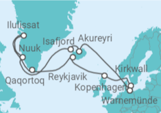 Reiseroute der Kreuzfahrt  Island & Grönland - MSC Cruises