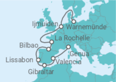 Reiseroute der Kreuzfahrt  Niederlande, Spanien, Portugal, Gibraltar - MSC Cruises