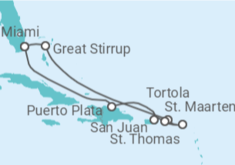 Reiseroute der Kreuzfahrt  Britische Jungferninseln, Sint Maarten, Amerikanische Jungferninseln, Puerto Rico - NCL Norwegian Cruise Line