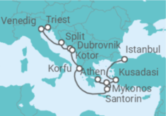 Reiseroute der Kreuzfahrt  Von Triest (Italien) nach Istanbul (Türkei) - NCL Norwegian Cruise Line