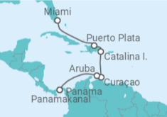 Reiseroute der Kreuzfahrt  Curaçao, Aruba, Panama - NCL Norwegian Cruise Line