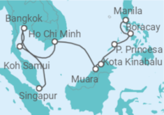 Reiseroute der Kreuzfahrt  Thailand, Vietnam, Malaysia - NCL Norwegian Cruise Line