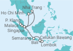 Reiseroute der Kreuzfahrt  Indonesien & Singapur mit Bali - NCL Norwegian Cruise Line