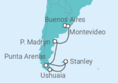 Reiseroute der Kreuzfahrt  Uruguay, Argentinien, Chile - NCL Norwegian Cruise Line