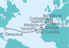 Reiseroute der Kreuzfahrt  Spanien, Portugal - Royal Caribbean