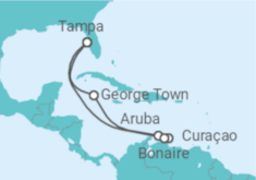 Reiseroute der Kreuzfahrt  Kaimaninseln, Aruba, Curaçao - Royal Caribbean