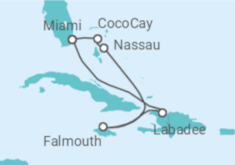 Reiseroute der Kreuzfahrt  Bahamas, Jamaika - Royal Caribbean