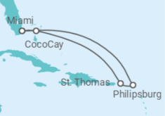 Reiseroute der Kreuzfahrt  Amerikanische Jungferninseln, Sint Maarten - Royal Caribbean