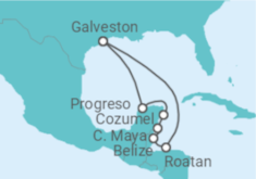 Reiseroute der Kreuzfahrt  Mexiko, Belize, Honduras - Royal Caribbean