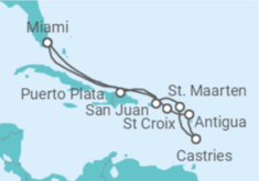 Reiseroute der Kreuzfahrt  Puerto Rico, Sint Maarten, St. Lucia, Antigua Und Barbuda - Royal Caribbean