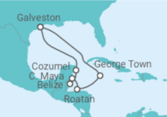 Reiseroute der Kreuzfahrt  Mexiko, Belize, Honduras, Kaimaninseln - Royal Caribbean
