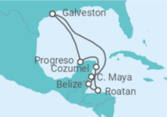 Reiseroute der Kreuzfahrt  Mexiko, Honduras, Belize - Royal Caribbean