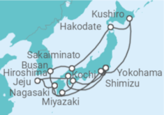 Reiseroute der Kreuzfahrt  Japan, Südkorea - Cunard