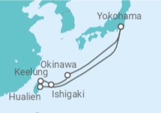 Reiseroute der Kreuzfahrt  Taiwan, Japan - Cunard