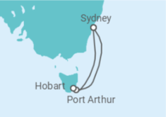 Reiseroute der Kreuzfahrt  Australien - Cunard