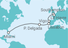 Reiseroute der Kreuzfahrt  Frankreich, Spanien, Portugal - NCL Norwegian Cruise Line