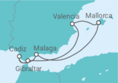 Reiseroute der Kreuzfahrt  7 Nächte - Westliches Mittelmeer mit Malaga I - Mein Schiff