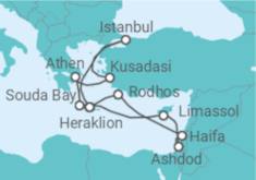 Reiseroute der Kreuzfahrt  14 Nächte - Östliches Mittelmeer mit Piräus I - Mein Schiff
