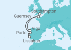 Reiseroute der Kreuzfahrt  SPAIN AND PORTUGAL - Nur für Erwachsene - PO Cruises