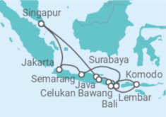 Reiseroute der Kreuzfahrt  Singapur - Holland America Line