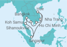 Reiseroute der Kreuzfahrt  Thailand, Vietnam - Holland America Line