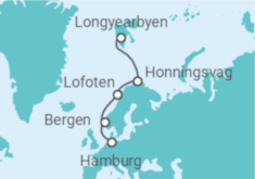 Reiseroute der Kreuzfahrt  Expedition Norwegen und Nordwestspitzbergen – Nordmeer-Träume vor spektakulärer Kulisse - Hapag-Lloyd Cruises