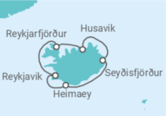 Reiseroute der Kreuzfahrt  Expedition Rund um Island – Feuer und Eis am Nordpolarkreis - Hapag-Lloyd Cruises