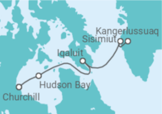 Reiseroute der Kreuzfahrt  Expedition Hudson Bay und Grönland – Premiere mit Packeis und Pioniergeist - Hapag-Lloyd Cruises