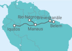 Reiseroute der Kreuzfahrt  Expedition Amazonas – Am Puls einer exotischen Lebensader - Hapag-Lloyd Cruises