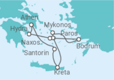 Reiseroute der Kreuzfahrt  Die Hotspots der Ägäis - Hapag-Lloyd Cruises