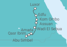 Reiseroute der Kreuzfahrt  Kairo • Abu Simbel • Assuan • Luxor - Nicko Cruises