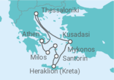 Reiseroute der Kreuzfahrt  Idyllische Ägäis ab Thessaloniki
- Celestyal Cruises