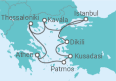 Reiseroute der Kreuzfahrt  Auf den Spuren von Odysseus - Celestyal Cruises
