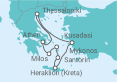 Reiseroute der Kreuzfahrt  Griechenland, Türkei - Celestyal Cruises