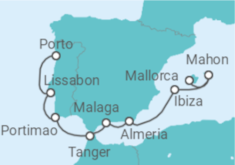 Reiseroute der Kreuzfahrt  Mondänes Flair und iberische Lebensart - Hapag-Lloyd Cruises