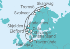 Reiseroute der Kreuzfahrt  Im Reich der Fjorde - Hapag-Lloyd Cruises