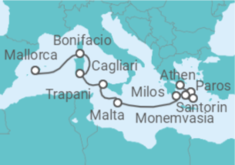 Reiseroute der Kreuzfahrt  Mediterranes Insel-Hopping - Hapag-Lloyd Cruises
