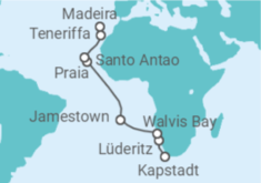 Reiseroute der Kreuzfahrt  Die Magie der Wüste und ein Meer der Entspannung - Hapag-Lloyd Cruises