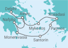 Reiseroute der Kreuzfahrt  Von Athen (Piräus) nach Piran (Slovenia) - WindStar Cruises