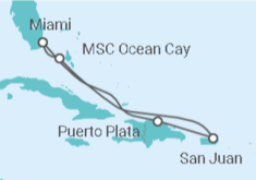 Reiseroute der Kreuzfahrt  Puerto Rico Alles Inklusive - MSC Cruises