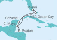 Reiseroute der Kreuzfahrt  Honduras, Mexiko Alles Inklusive - MSC Cruises