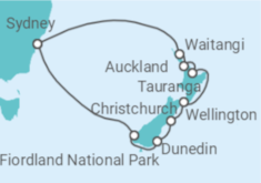 Reiseroute der Kreuzfahrt  New Zealand - Princess Cruises