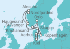 Reiseroute der Kreuzfahrt  Große Skandinavienreise ab Kiel - AIDA