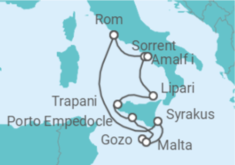 Reiseroute der Kreuzfahrt  Malta, Italien - WindStar Cruises